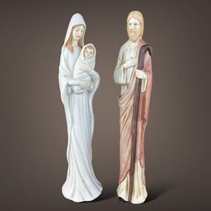 Roman Giftware 1993 Nativity Figurines Mary‎ Joseph Jesus Pencil Style Vintage